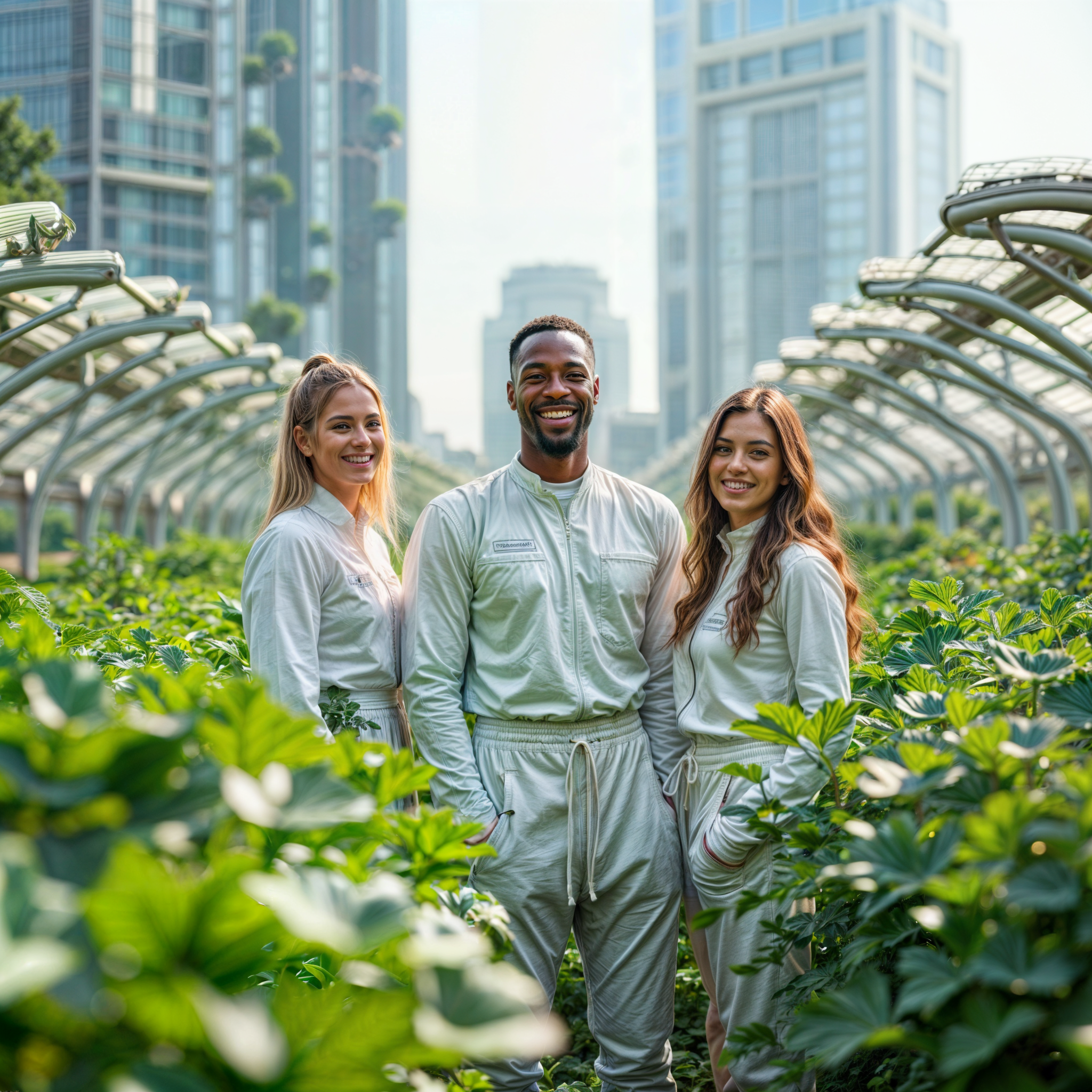 happy_people_in_futuristic_white_outfits_standing_in_a_vegetable_garden_with_solar_panels_in_a_futu_vxas1td56n0osmzcqyob_2-enhanced